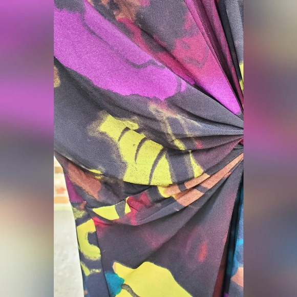 Kim Rogers Womens Size 8 Watercolor Floral Knot-Front Dress Midi - Picture 4 of 7